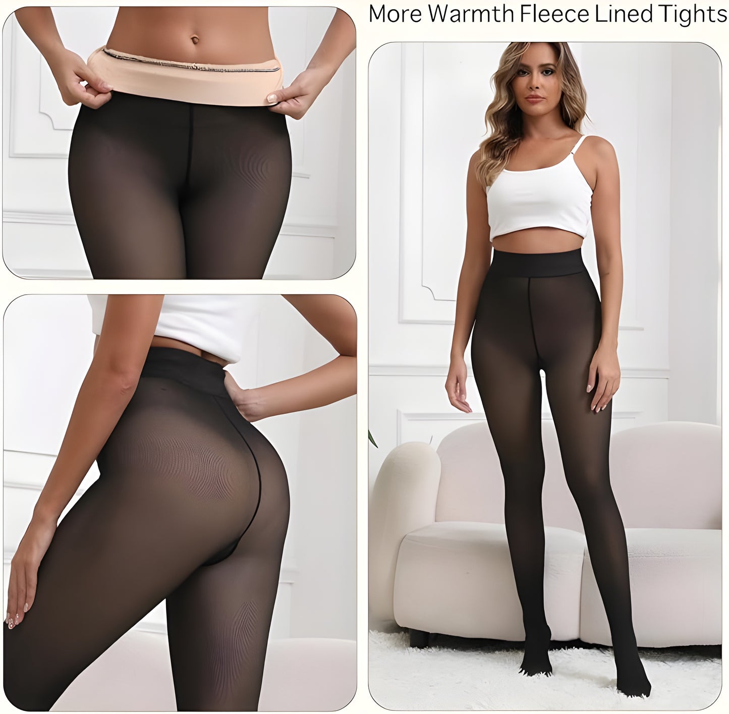 Fleece-Lined Sheer Compression Tights