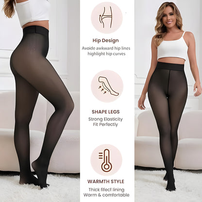 Fleece-Lined Sheer Compression Tights