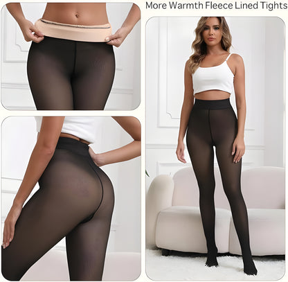Fleece-Lined Sheer Compression Tights