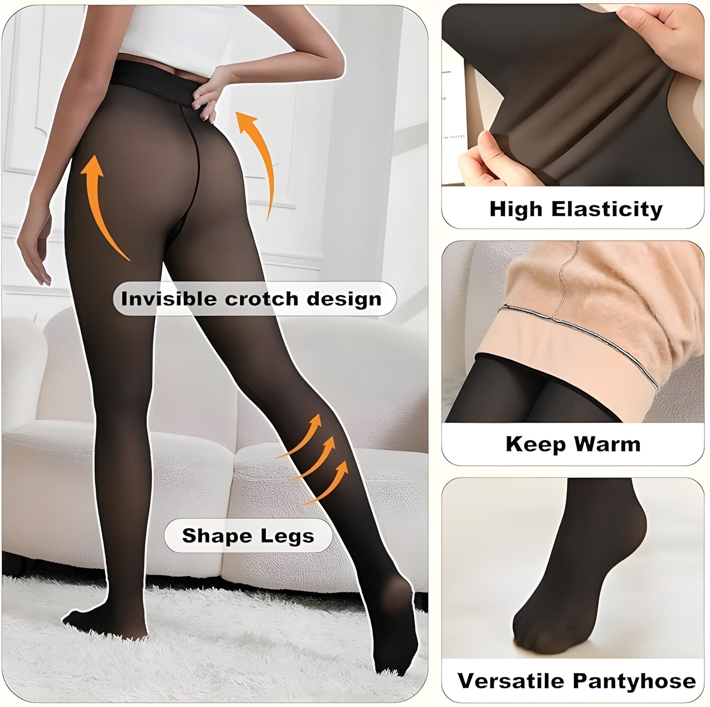 Fleece-Lined Sheer Compression Tights