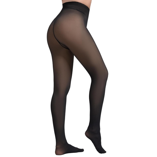 Fleece-Lined Sheer Compression Tights